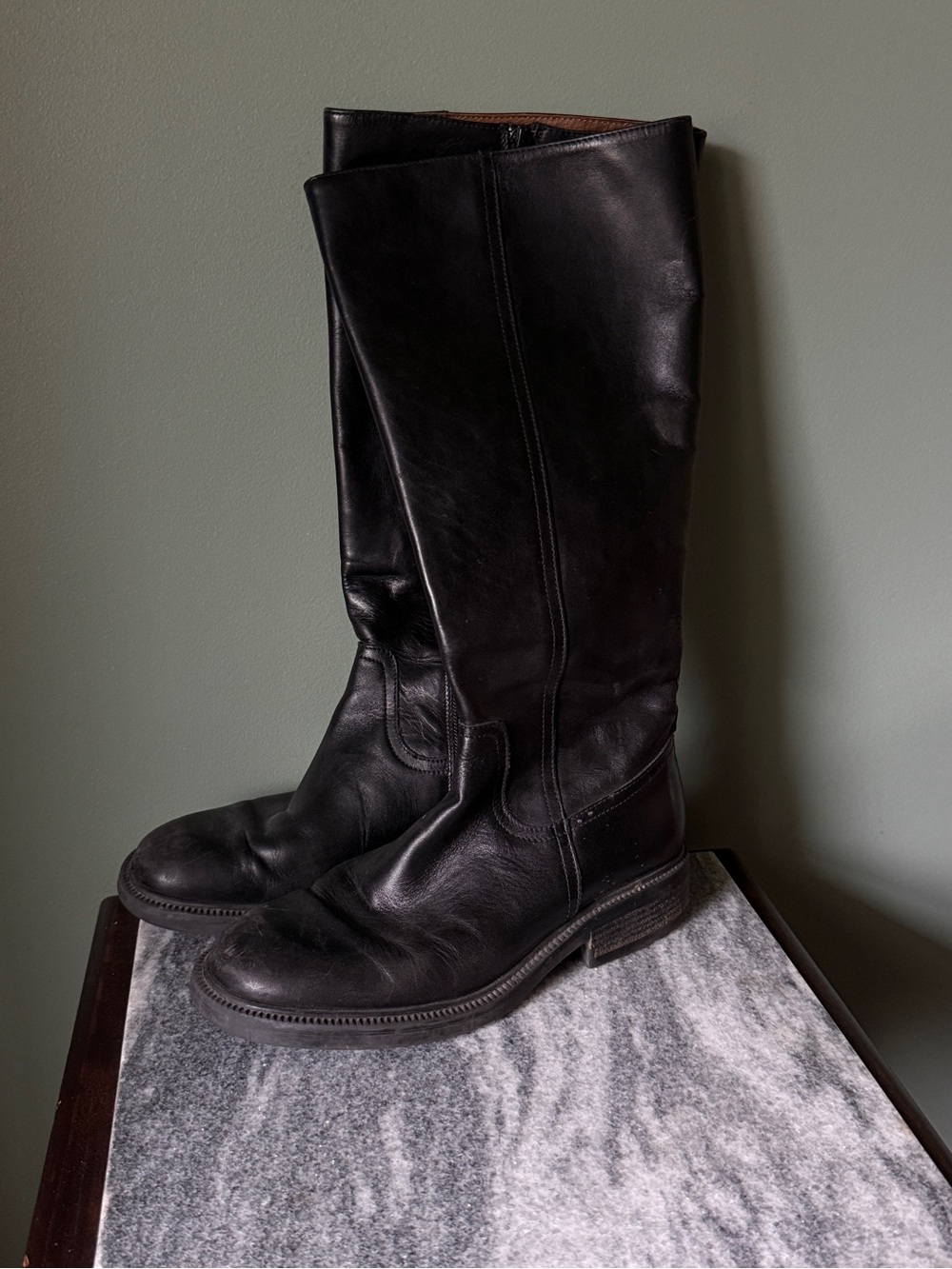 Vintage J. Crew Black Leather Boots - Size 6